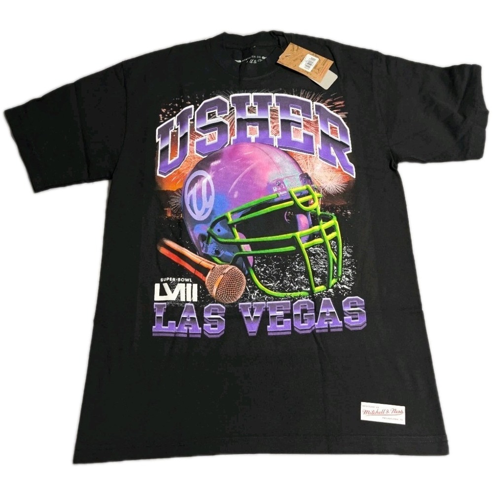 Mitchell & Ness Usher Las Vegas Super Bowl LVIII Event Night Tee Mens Medium NWT